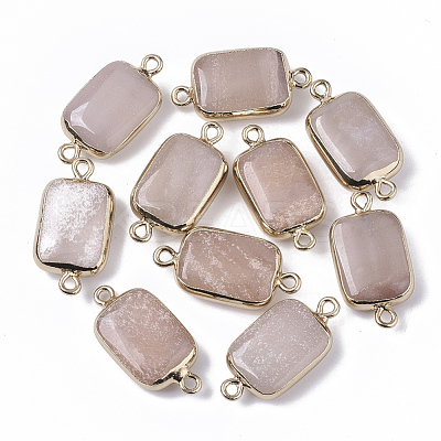 Edge Golden Plated Natural Pink Aventurine Links connectors G-S359-034I-1