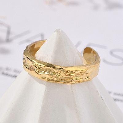 Textured 304 Stainless Steel Open Cuff Rings RJEW-R014-03G-02-1