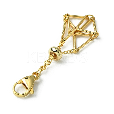Brass Braided Chain Pouch Empty Stone Holder Pendant Decorations HJEW-JM01240-01-1