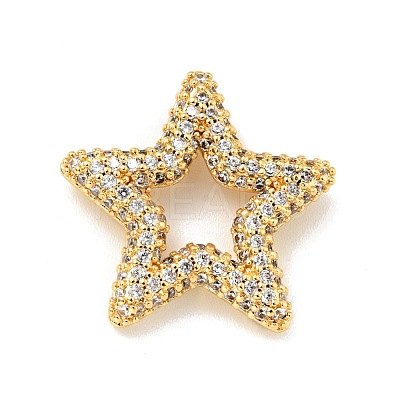 Rack Plating Brass Micro Pave Cubic Zirconia Linking Rings KK-D078-02G-02-1