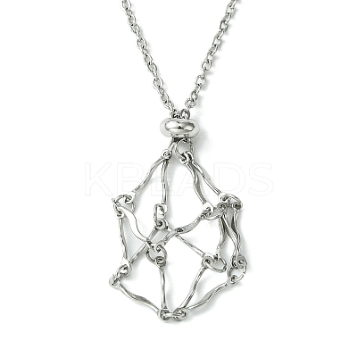 Crystal Cage Holder Necklace NJEW-JN04604-02-1