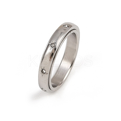 304 Stainless Steel Rhinestone Rotating Finger Rings LS-RJEW-A074-01C-P-1