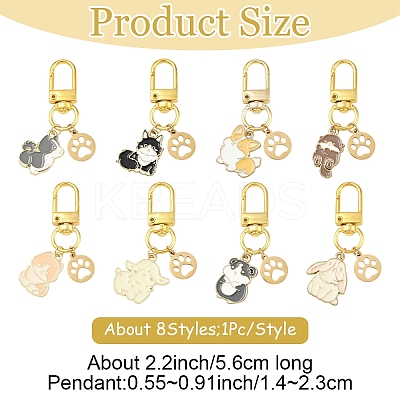 8Pcs Dog & Paw Print Alloy Enamel Pendant Decorations HJEW-YW00215-1