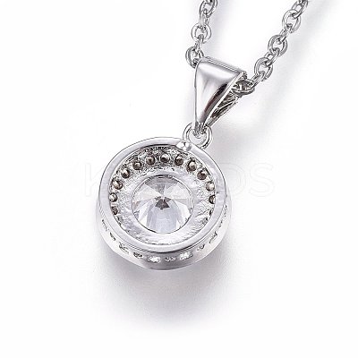 Brass Micro Pave Cubic Zirconia Pendant Necklaces NJEW-L146-01P-1