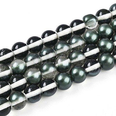 Baking Paint Transparent Glass Beads Strands DGLA-N011-8mm-07-1