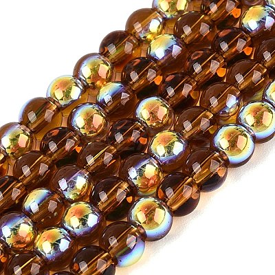 Electroplate Transparent Glass Beads Strands EGLA-Q132-4MM-A09-1