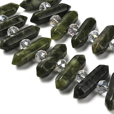 Natural Chinese Jade Double Terminated Point Beads Strands G-H069-B15-01-1