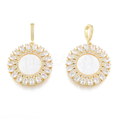 Brass Micro Pave Clear Cubic Zirconia Pendants KK-N227-131-1