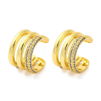Brass Micro Pave Clear Cubic Zirconia Cuff Earrings EJEW-H158-23G-1