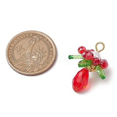 Glass with Round Shell Pearl and Acrylic Charms Pendants PALLOY-MZ00647-01-1