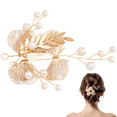 Alloy with Plastic Pearl Ornament Accessories FIND-WH20030-11C-G-1