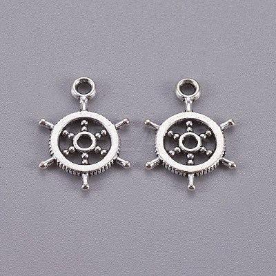 Tibetan Style Alloy Helm Pendants TIBEP-16625-AS-NR-1
