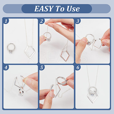4pcs 2 colors Zinc Alloy Rhombus Pendant Necklace with Steel Cable Chains NJEW-FG0001-04-1