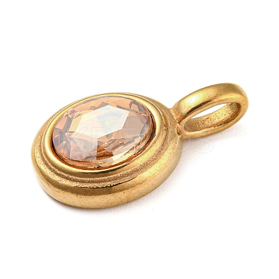 Golden Plated 304 Stainless Steel Rhinestone Pendants LS-STAS-Q253-01G-03-1