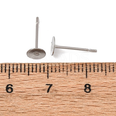 Tarnish Resistant 316 Surgical Stainless Steel Flat Round Blank Peg Stud Earring Settings STAS-R073-05-1