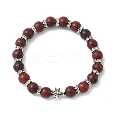 Dyed Imitation Burmese Wood Round Beadeed Stretch Bracelets Sets for Men Women BJEW-JB12355-03-1