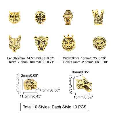 Animal Theme Tibetan Style Alloy Beads TIBEB-PH0013-71AG-RS-1