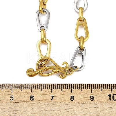 Two Tone 304 Stainless Steel Teardrop Link Chain Necklaces LS-NJEW-C092-02GP-1