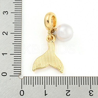 Rack Plating Alloy Pave Rhinestone Fishtail European Dangle Charms FIND-B034-22G-01-1
