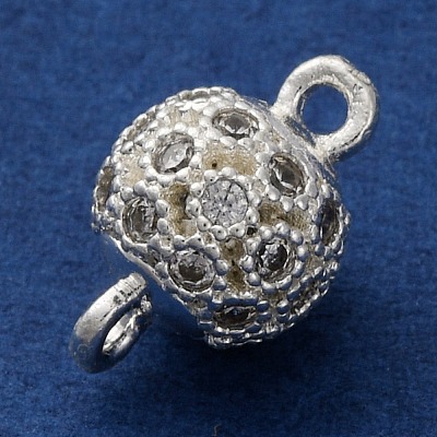 Brass Micro Pave Clear Cubic Zirconia Connector Charms KK-A230-06B-S-1
