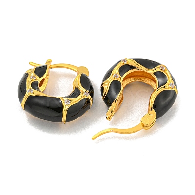 Rack Plating Brass Micro Pave Clear Cubic Zirconia Hoop Earring EJEW-C102-42G-1