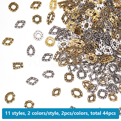 44Pcs 22 Styles Alloy Cabochons FIND-OC0004-12-1