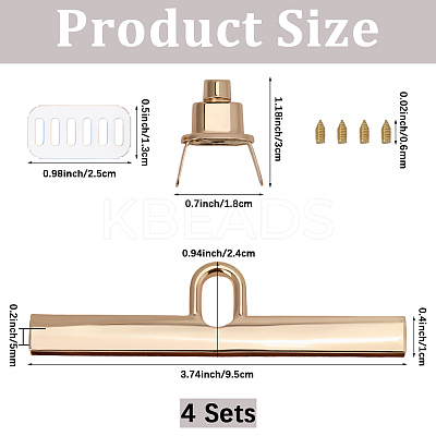 4Pcs Zinc Alloy Twist Bag Lock Purse Catch Clasps PURS-CP0001-03LG-1