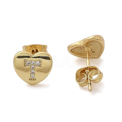 Rack Plating Brass Micro Pave Clear Cubic Zirconia Stud Earrings EJEW-K299-01G-T-1