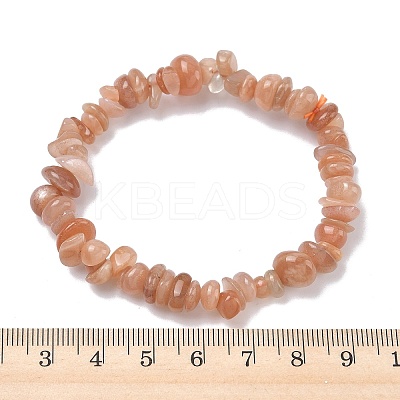 Natural Sunstone Chip Beads Stretch Bracelets for Men Women BJEW-C145-01B-1