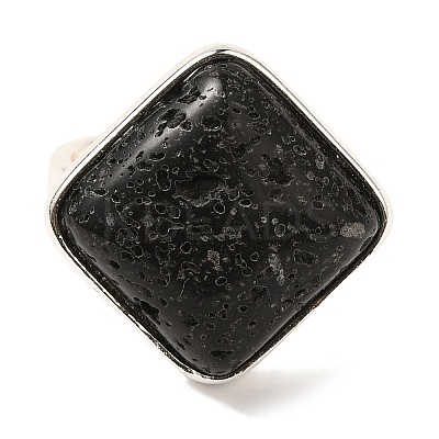 Natural Lava Rock Adjustable Rings RJEW-H240-01S-14-1
