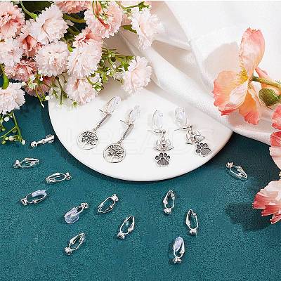36Pcs Brass Clip-on Earring Converters Findings KK-SP0001-10S-1