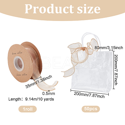 Valentine's Day 50Pcs Rectangle Transparent PVC Storage Bags with Handle ABAG-BC0001-56-1