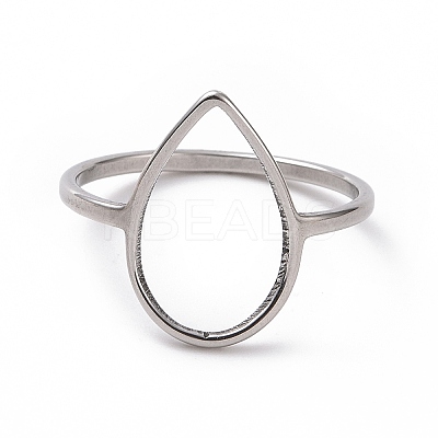 Non-Tarnish 201 Stainless Steel Teardrop Finger Ring RJEW-J051-15P-1