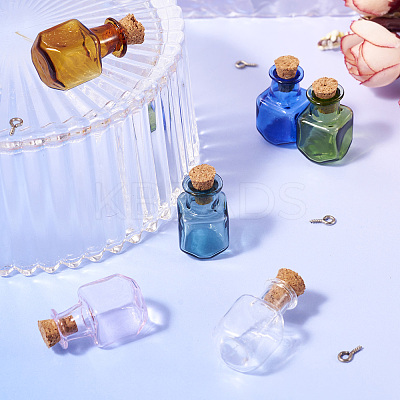 DIY Square Glass Cork Bottle Pendant Making Kit DIY-TA0009-63-1