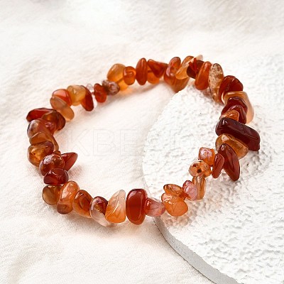 Natural Carnelian Beads Stretch Bracelets for Men Women BJEW-C105-01B-1