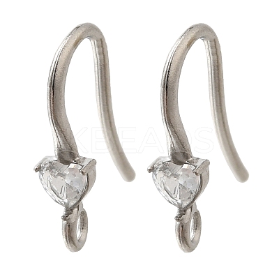 304 Stainless Steel Rhinestone Earring Hooks STAS-D310-01P-03-1