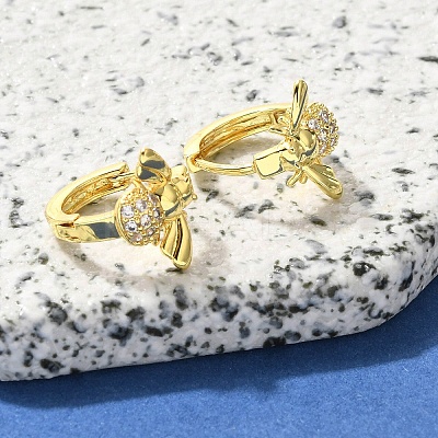 Brass Clear Cubic Zirconia Hoop Earrings EJEW-M047-05G-1