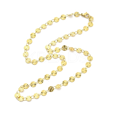 Ion Plating(IP) 304 Stainless Steel Flat Round Link Chain Necklaces NJEW-P285-07G-1
