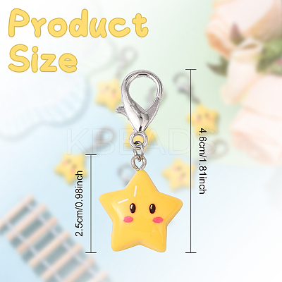 6Pcs Opaque Resin Star Pendant Decorations HJEW-YW00147-1
