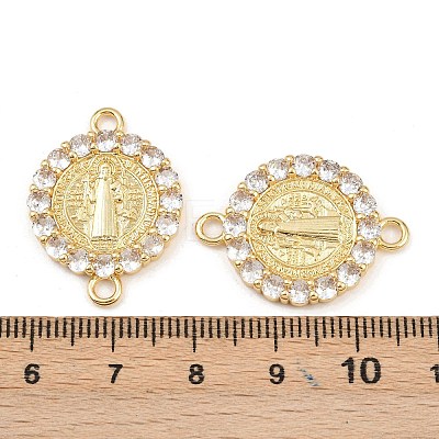 Brass Pave Cubic Zirconia Connector Charms KK-L251-21G-02-1