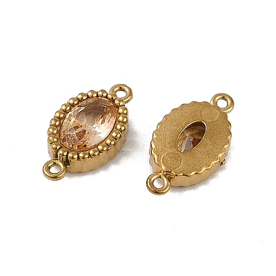 Ion Plating(IP) 304 Stainless Steel Cubic Zirconia Oval Links Connector Charms STAS-K256-22G-09-1