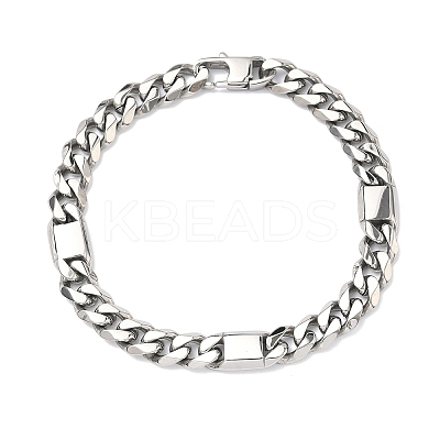 304 Stainless Steel Cuban Link Chain Bracelets for Women BJEW-G779-04A-P-1