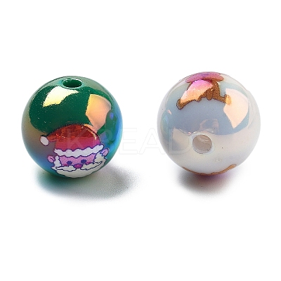 Christmas Theme UV Plating Acrylic Beads OACR-M022-02-1