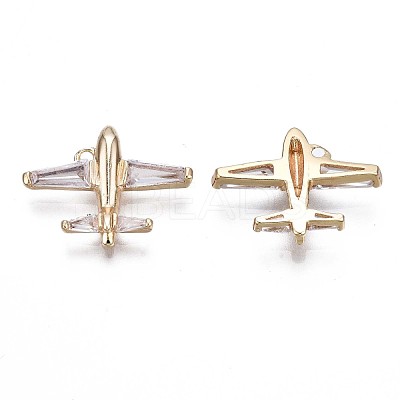 Brass Micro Pave Clear Cubic Zirconia Pendants KK-Q764-015-1