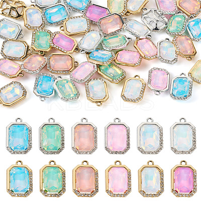 40Pcs 2 Colors UV Plating Alloy with Mixed Color Glass Rhinestone Pendants FIND-PJ0001-37-1