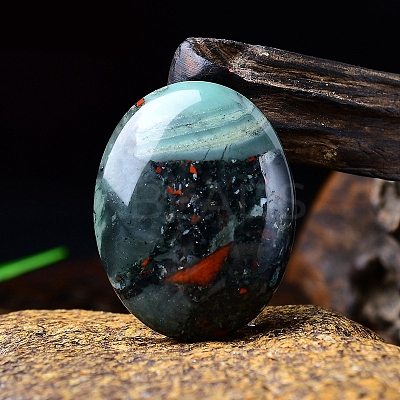 Natural African Bloodstone Oval Palm Stone Massager PW-WG63539-19-1