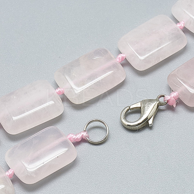 Natural Rose Quartz Beaded Necklaces NJEW-S398-17-1