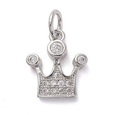 Brass Micro Pave Clear Cubic Zirconia Charms KK-I658-17P-1