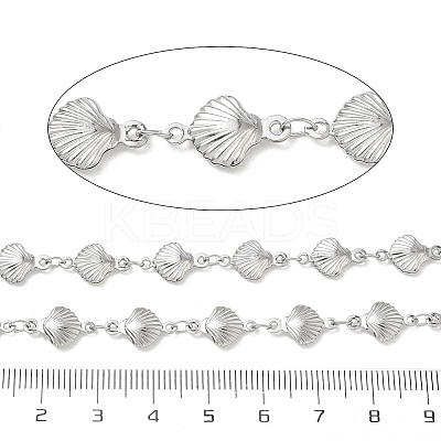 Rack Plating 304 Stainless Steel Shell Shape Link Chains CHS-N009-03P-1