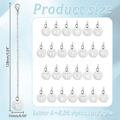 201 Stainless Steel Letter Pendant Decorations HJEW-AB00604-1